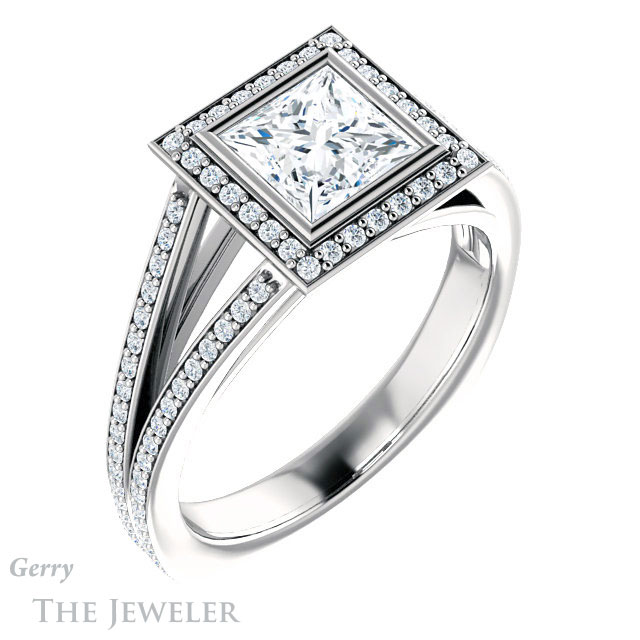 Princess Cut Forever One Moissanite Engagement Ring #GTJ973-square-fo-w