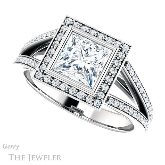Princess Cut Forever One Moissanite Engagement Ring #GTJ973-square-fo-w