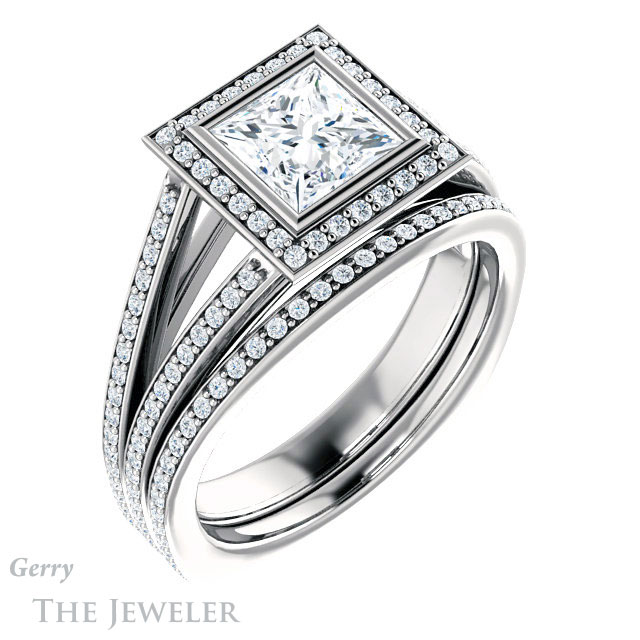 Princess Cut Forever One Moissanite Engagement Ring #GTJ973-square-fo-w