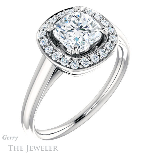 Cushion Cut Forever One Moissanite Engagement Ring #GTJ974-cushion-fo-w 4 Cushion Cut Forever One Moissanite Engagement Ring #GTJ974-cushion-fo-w