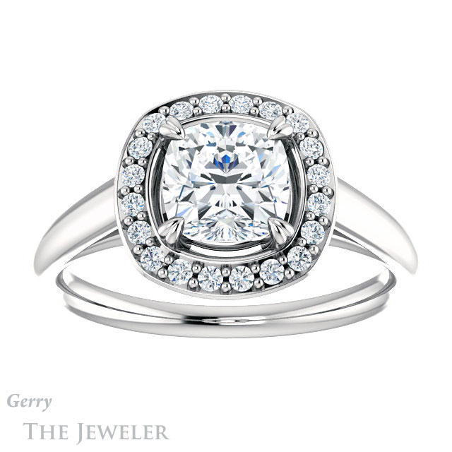 Cushion Cut Forever One Moissanite Engagement Ring #GTJ974-cushion-fo-w 1 Cushion Cut Forever One Moissanite Engagement Ring #GTJ974-cushion-fo-w