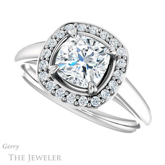 Cushion Cut Forever One Moissanite Engagement Ring #GTJ974-cushion-fo-w 5 Cushion Cut Forever One Moissanite Engagement Ring #GTJ974-cushion-fo-w