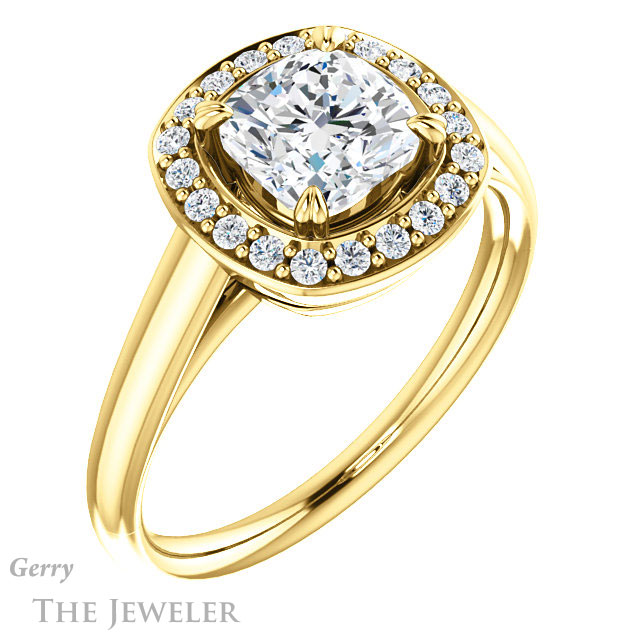Cushion Cut Forever One Moissanite Engagement Ring #GTJ974-cushion-fo-y 4 Cushion Cut Forever One Moissanite Engagement Ring #GTJ974-cushion-fo-y