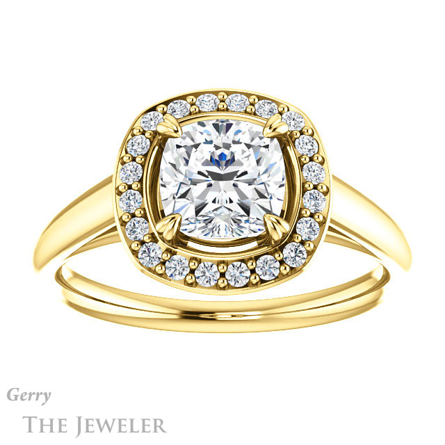 Cushion Cut Forever One Moissanite Engagement Ring #GTJ974-cushion-fo-y