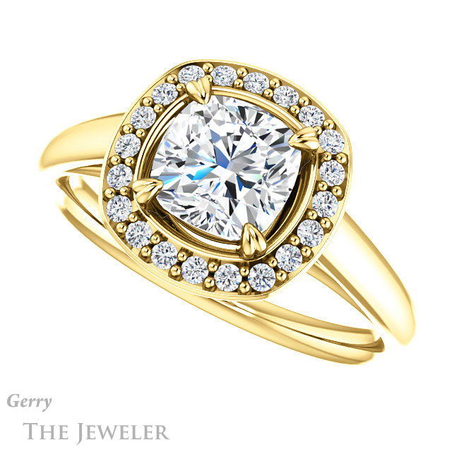 Cushion Cut Forever One Moissanite Engagement Ring #GTJ974-cushion-fo-y 5 Cushion Cut Forever One Moissanite Engagement Ring #GTJ974-cushion-fo-y