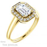 Emerald Cut Forever One Moissanite Engagement Ring #GTJ974-emerald-fb-y 4 Emerald Cut Forever Brilliant Moissanite Engagement Ring #GTJ974-emerald-fb-y