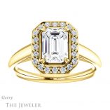 Emerald Cut Forever One Moissanite Engagement Ring #GTJ974-emerald-fb-y 1 Emerald Cut Forever Brilliant Moissanite Engagement Ring #GTJ974-emerald-fb-y