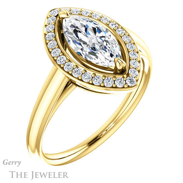 Marquise Cut Forever One Moissanite Engagement Ring #GTJ974-marquise-fb-y 4 Marquise Cut Forever Brilliant Moissanite Engagement Ring #GTJ974-marquise-fb-y