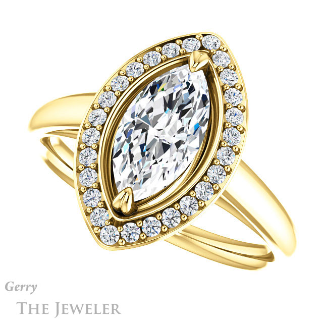 Marquise Cut Forever One Moissanite Engagement Ring #GTJ974-marquise-fb-y 5 Marquise Cut Forever Brilliant Moissanite Engagement Ring #GTJ974-marquise-fb-y