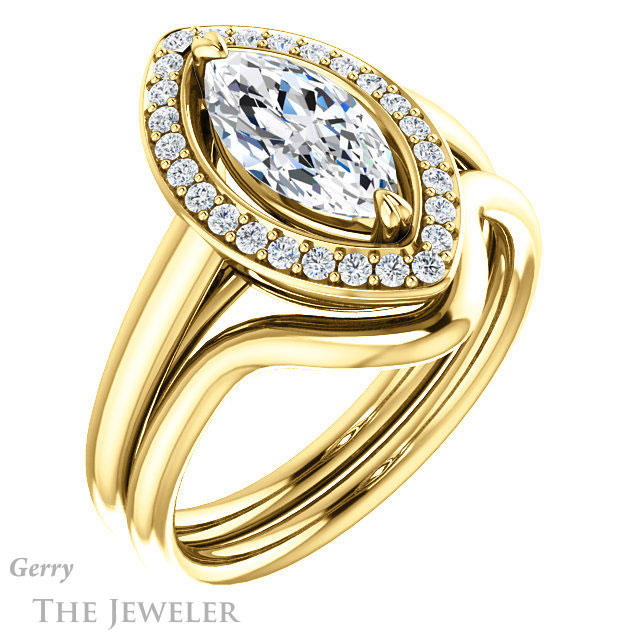 Marquise Cut Forever One Moissanite Engagement Ring #GTJ974-marquise-fb-y 6 Marquise Cut Forever Brilliant Moissanite Engagement Ring #GTJ974-marquise-fb-y