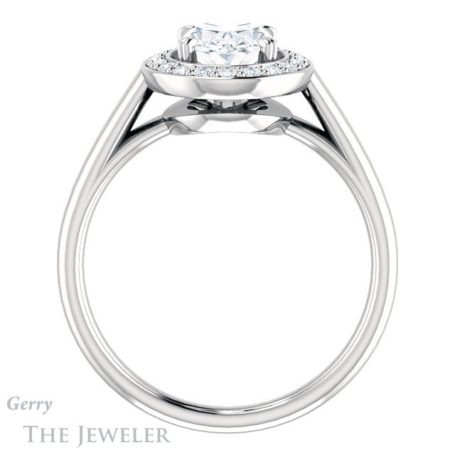 Oval Shaped Forever One Moissanite Engagement Ring #GTJ974-oval-fo-w