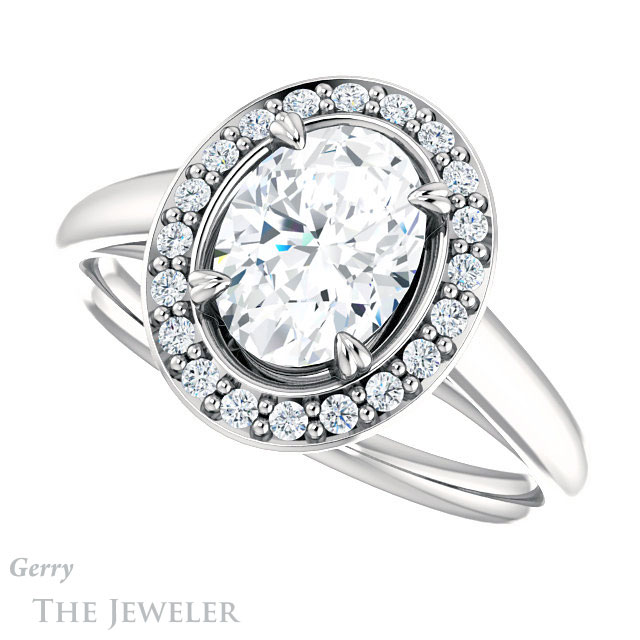 Oval Shaped Forever One Moissanite Engagement Ring #GTJ974-oval-fo-w 5 Oval Shaped Forever One Moissanite Engagement Ring #GTJ974-oval-fo-w