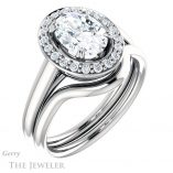 Oval Shaped Forever One Moissanite Engagement Ring #GTJ974-oval-fo-w 6 Oval Shaped Forever One Moissanite Engagement Ring #GTJ974-oval-fo-w