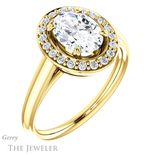 Oval Shaped Forever One Moissanite Engagement Ring #GTJ974-oval-fo-y 4 Oval Shaped Forever One Moissanite Engagement Ring #GTJ974-oval-fo-y