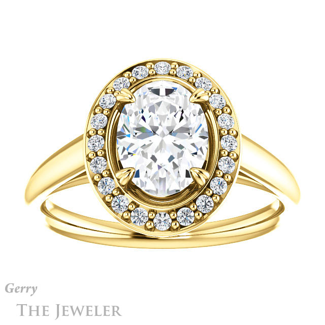 Oval Shaped Forever One Moissanite Engagement Ring #GTJ974-oval-fo-y