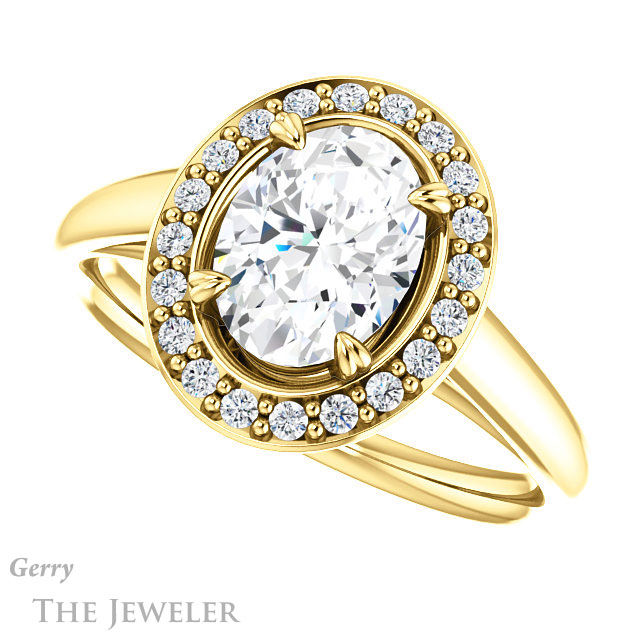 Oval Shaped Forever One Moissanite Engagement Ring #GTJ974-oval-fo-y 5 Oval Shaped Forever One Moissanite Engagement Ring #GTJ974-oval-fo-y