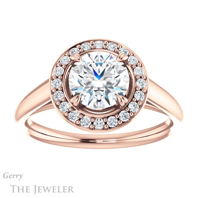 Round Cut Forever One Moissanite Engagement Ring #GTJ974-round-fo-r