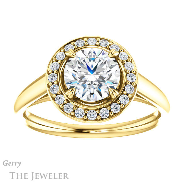 Round Cut Forever One Moissanite Engagement Ring #GTJ974-round-fo-y