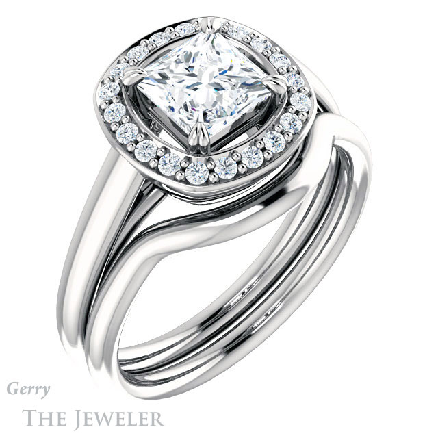 Princess Cut Forever One Moissanite Engagement Ring #GTJ974-square-fo-w 6 Princess Cut Forever One Moissanite Engagement Ring #GTJ974-square-fo-w