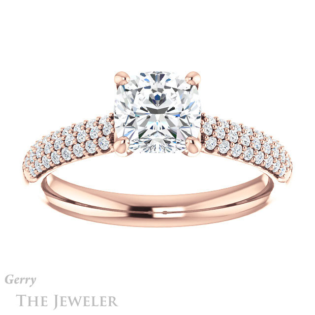 Cushion Cut Forever One Moissanite Engagement Ring #GTJ975-cushion-fo-r