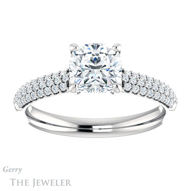 Cushion Cut Forever One Moissanite Engagement Ring #GTJ975-cushion-fo-w