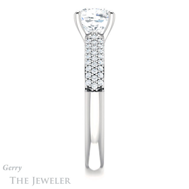 Cushion Cut Forever One Moissanite Engagement Ring #GTJ975-cushion-fo-w 3 Cushion Cut Forever One Moissanite Engagement Ring #GTJ975-cushion-fo-w