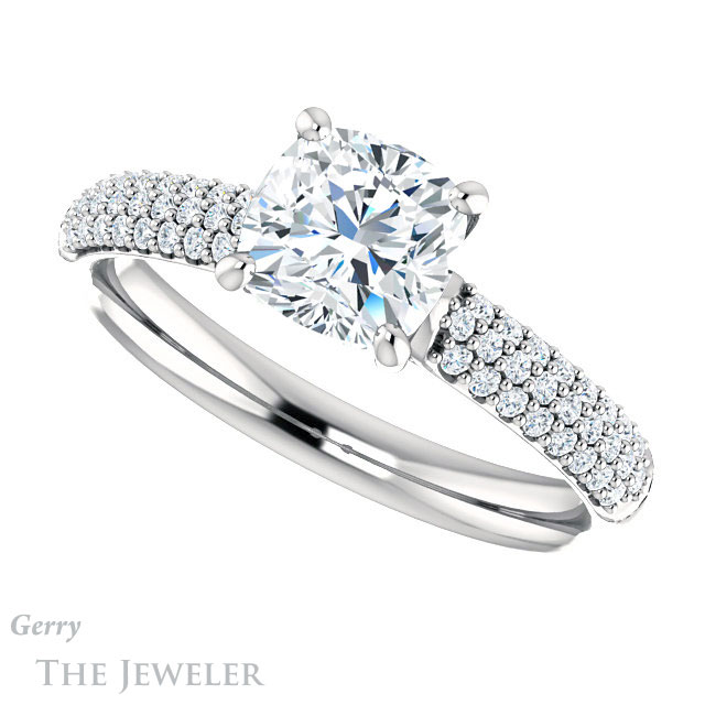 Cushion Cut Forever One Moissanite Engagement Ring #GTJ975-cushion-fo-w 5 Cushion Cut Forever One Moissanite Engagement Ring #GTJ975-cushion-fo-w