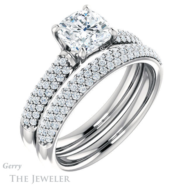 Cushion Cut Forever One Moissanite Engagement Ring #GTJ975-cushion-fo-w 6 Cushion Cut Forever One Moissanite Engagement Ring #GTJ975-cushion-fo-w