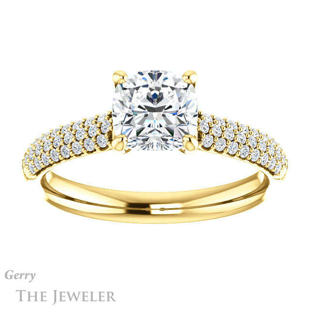 Cushion Cut Forever One Moissanite Engagement Ring #GTJ975-cushion-fo-y