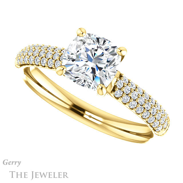 Cushion Cut Forever One Moissanite Engagement Ring #GTJ975-cushion-fo-y 5 Cushion Cut Forever One Moissanite Engagement Ring #GTJ975-cushion-fo-y