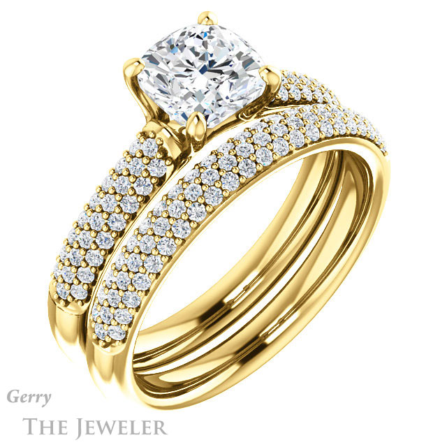 Cushion Cut Forever One Moissanite Engagement Ring #GTJ975-cushion-fo-y 6 Cushion Cut Forever One Moissanite Engagement Ring #GTJ975-cushion-fo-y