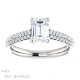 Emerald Cut Forever One Moissanite Engagement Ring #GTJ975-emerald-fb-w 1 Emerald Cut Forever Brilliant Moissanite Engagement Ring #GTJ975-emerald-fb-w