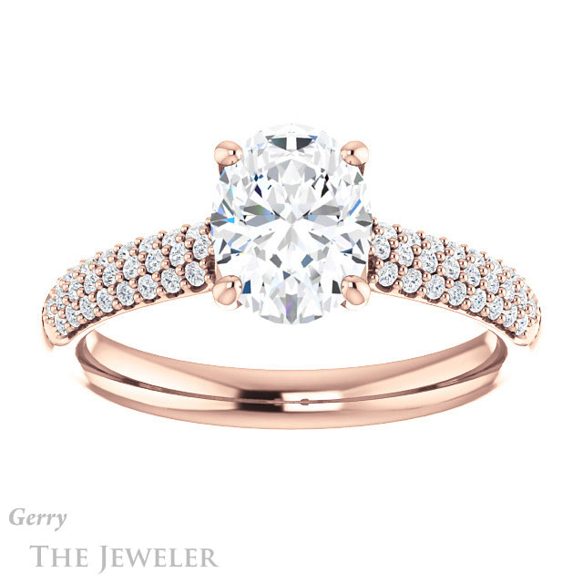 Oval Shaped Forever One Moissanite Engagement Ring #GTJ975-oval-fo-r
