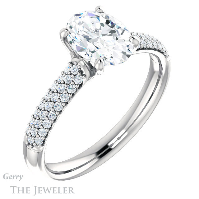 Oval Shaped Forever One Moissanite Engagement Ring #GTJ975-oval-fo-w 4 Oval Shaped Forever One Moissanite Engagement Ring #GTJ975-oval-fo-w