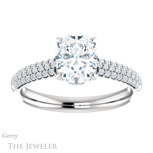 Oval Shaped Forever One Moissanite Engagement Ring #GTJ975-oval-fo-w