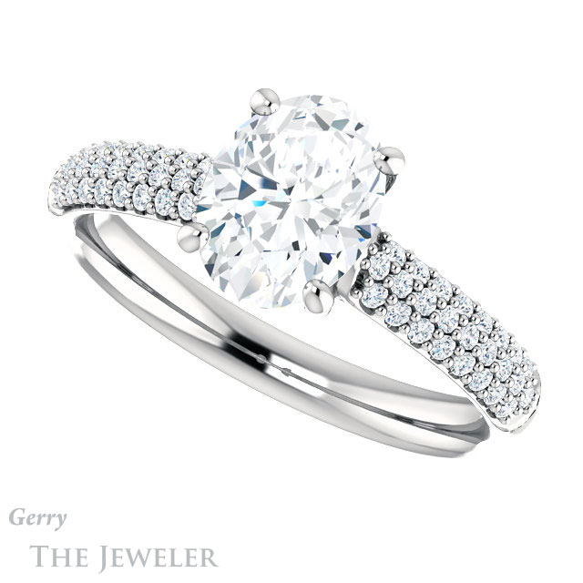 Oval Shaped Forever One Moissanite Engagement Ring #GTJ975-oval-fo-w 5 Oval Shaped Forever One Moissanite Engagement Ring #GTJ975-oval-fo-w