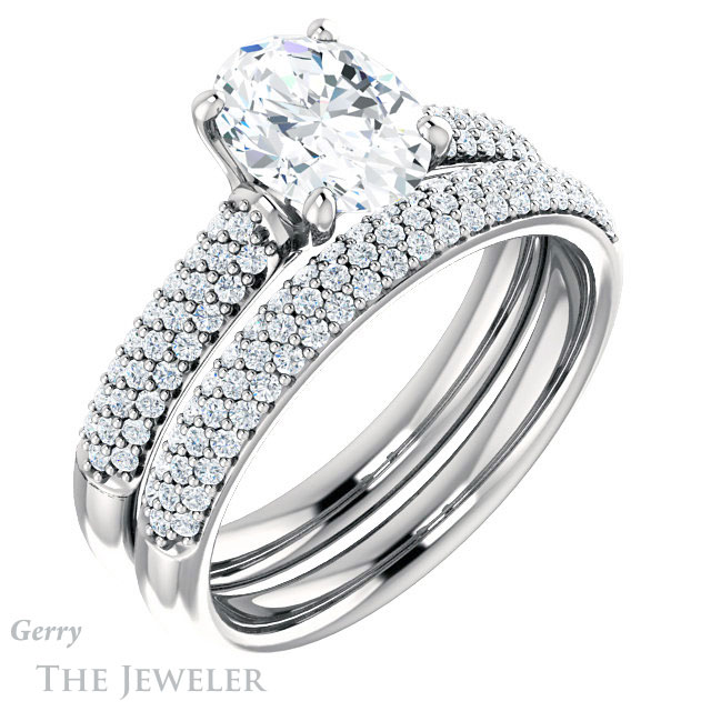 Oval Shaped Forever One Moissanite Engagement Ring #GTJ975-oval-fo-w 6 Oval Shaped Forever One Moissanite Engagement Ring #GTJ975-oval-fo-w