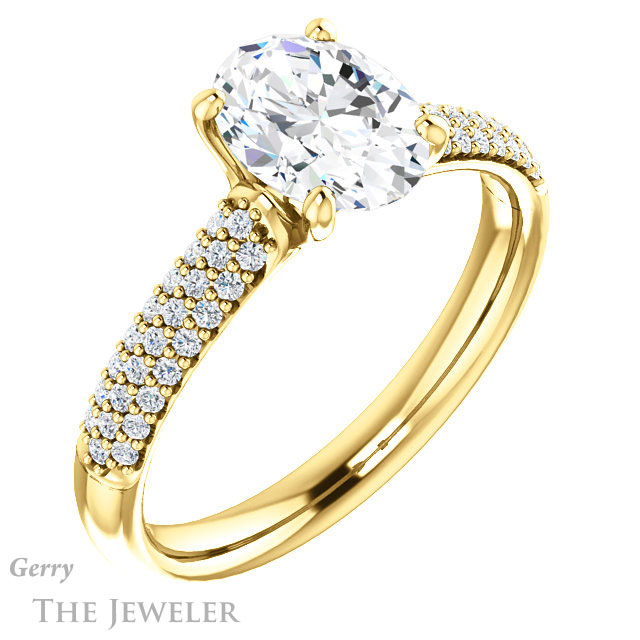 Oval Shaped Forever One Moissanite Engagement Ring #GTJ975-oval-fo-y 4 Oval Shaped Forever One Moissanite Engagement Ring #GTJ975-oval-fo-y