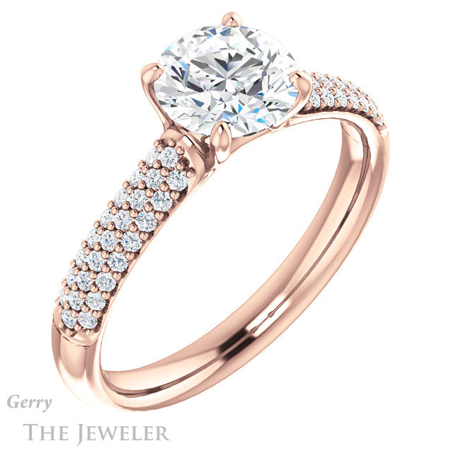 Round Cut Forever One Moissanite Engagement Ring #GTJ975-round-fo-r