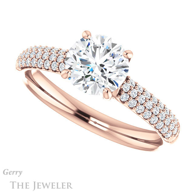 Round Cut Forever One Moissanite Engagement Ring #GTJ975-round-fo-r