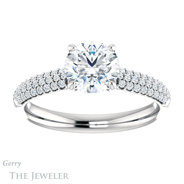 Round Cut Forever One Moissanite Engagement Ring #GTJ975-round-fo-w 1 Round Cut Forever One Moissanite Engagement Ring #GTJ975-round-fo-w