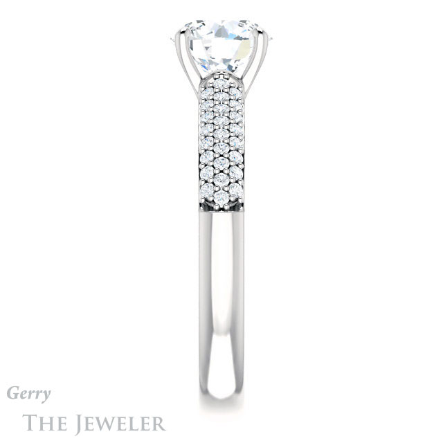 Round Cut Forever One Moissanite Engagement Ring #GTJ975-round-fo-w 3 Round Cut Forever One Moissanite Engagement Ring #GTJ975-round-fo-w