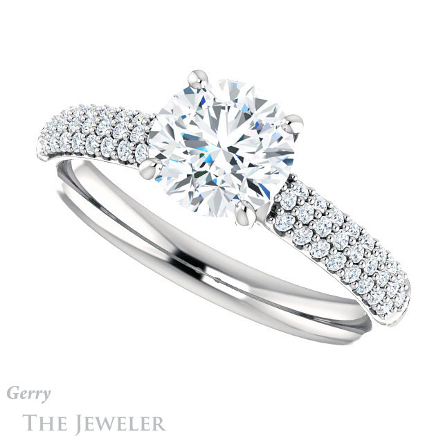 Round Cut Forever One Moissanite Engagement Ring #GTJ975-round-fo-w 5 Round Cut Forever One Moissanite Engagement Ring #GTJ975-round-fo-w