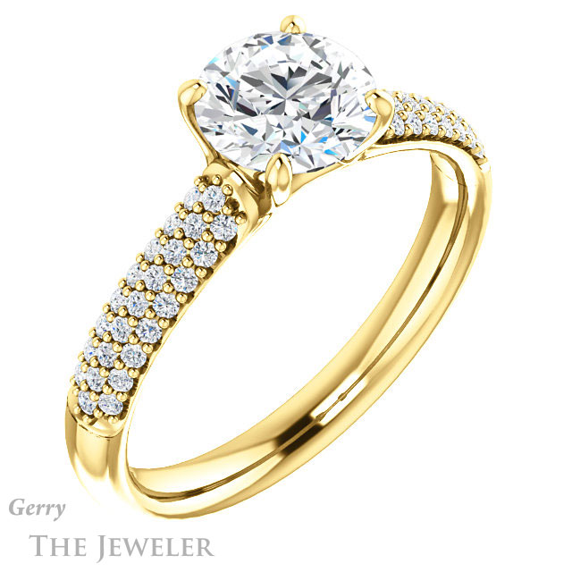Round Cut Forever One Moissanite Engagement Ring #GTJ975-round-fo-y