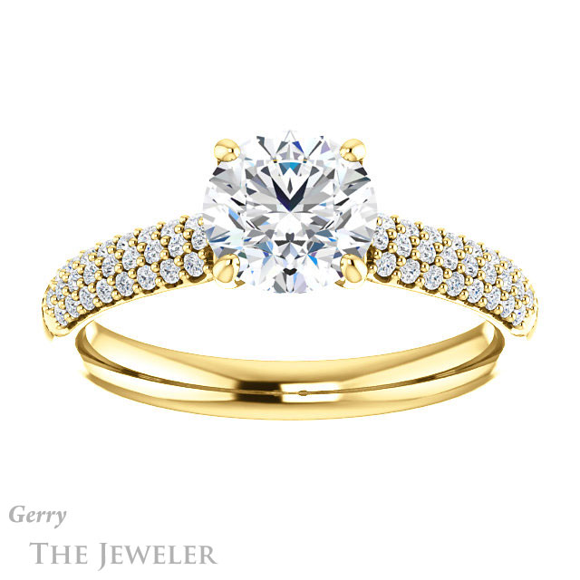 Round Cut Forever One Moissanite Engagement Ring #GTJ975-round-fo-y