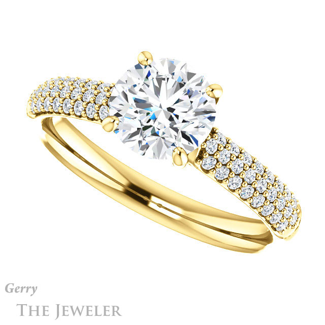 Round Cut Forever One Moissanite Engagement Ring #GTJ975-round-fo-y