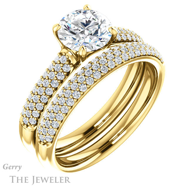 Round Cut Forever One Moissanite Engagement Ring #GTJ975-round-fo-y