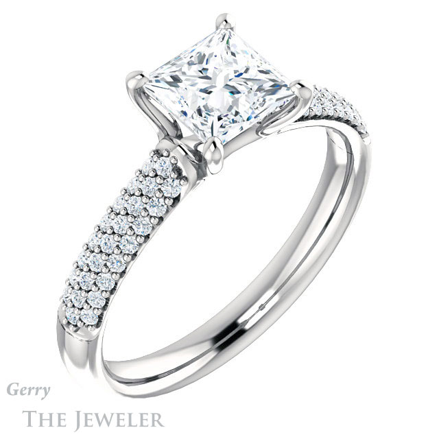 Princess Cut Forever One Moissanite Engagement Ring #GTJ975-square-fo-w 4 Princess Cut Forever One Moissanite Engagement Ring #GTJ975-square-fo-w