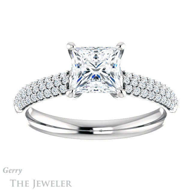 Princess Cut Forever One Moissanite Engagement Ring #GTJ975-square-fo-w