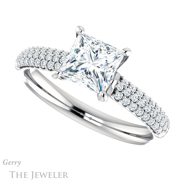 Princess Cut Forever One Moissanite Engagement Ring #GTJ975-square-fo-w 5 Princess Cut Forever One Moissanite Engagement Ring #GTJ975-square-fo-w